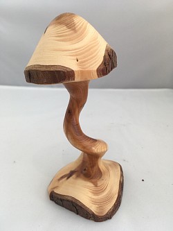 Turned and carved mushroom in yew wood