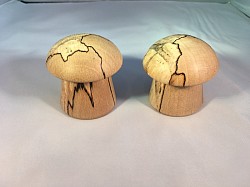 A pair of mushroom boxes in spalted beech