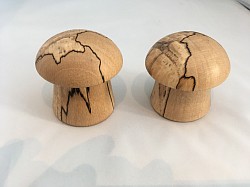 Mushroom style boxes turned in spalted beech.